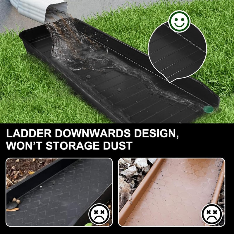 Creative.C 4 Pack Gutter Downspout Extensions,Rain Gutter Downspout Splash Block,Downspout Diverter,Down Spout Drain Extension,Gutter Splash Prevention Device for Cement Floor Lawn Ground (Black) - Image 5